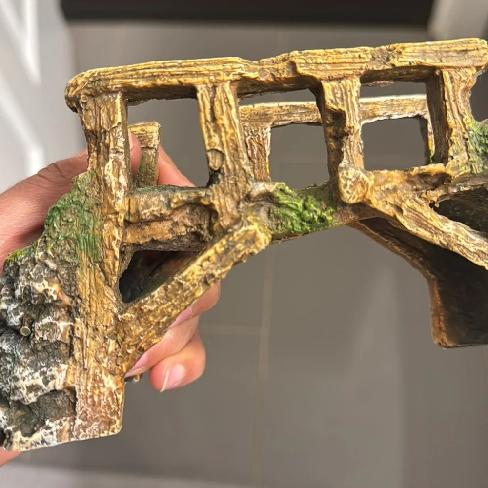 Aquarium Fish Tank Decor Ornaments Stone Bridge Cave Tunnel 6.75